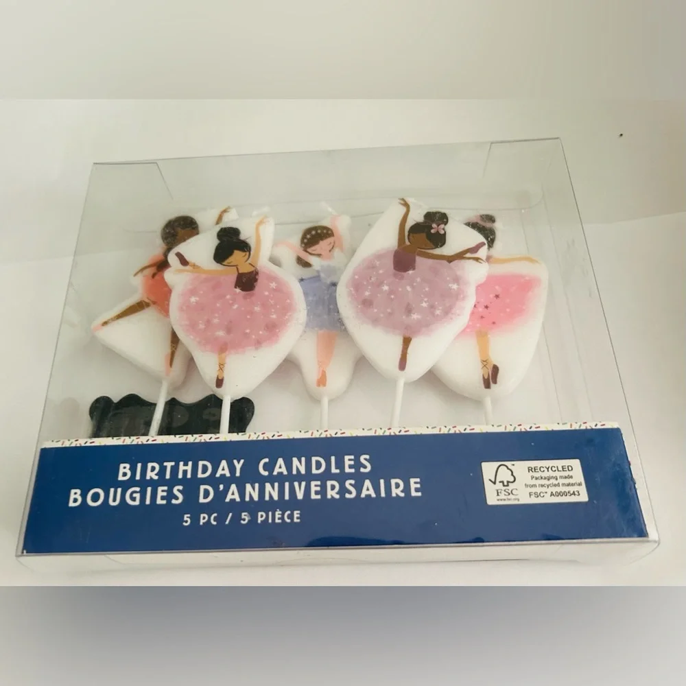 New 5 Ballerina Birthday Candles 4 7/8